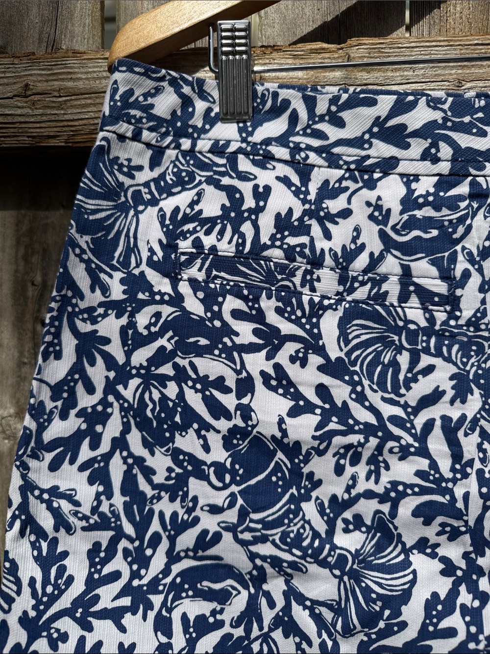Lilly Pulitzer Colette Skort Size 12 Navy White Lobster Coral Scalloped Hem - Picture 2 of 5